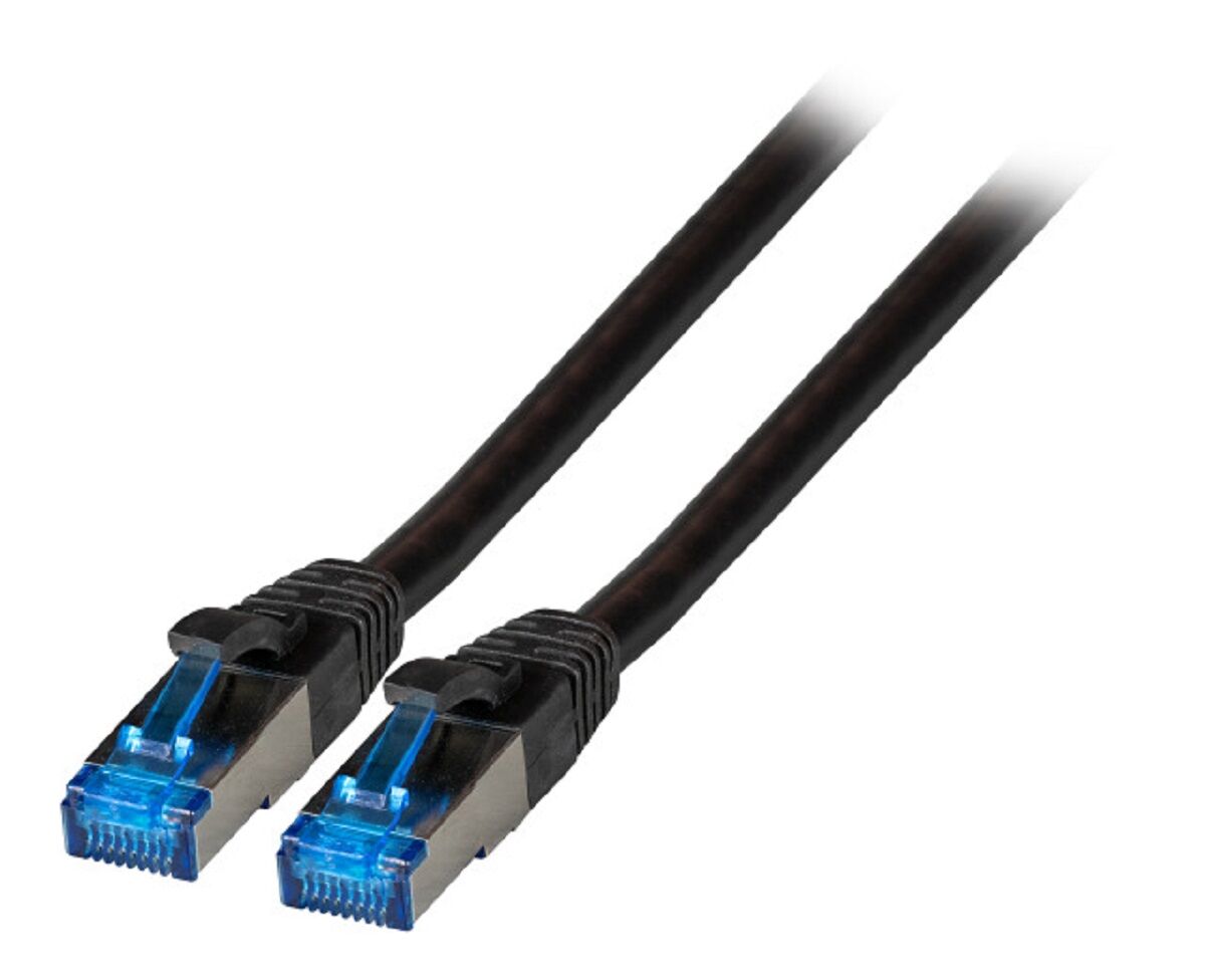 RJ45 Patchkabel Cat.6A S/FTP TPE Cat.7 Rohkabel schwarz