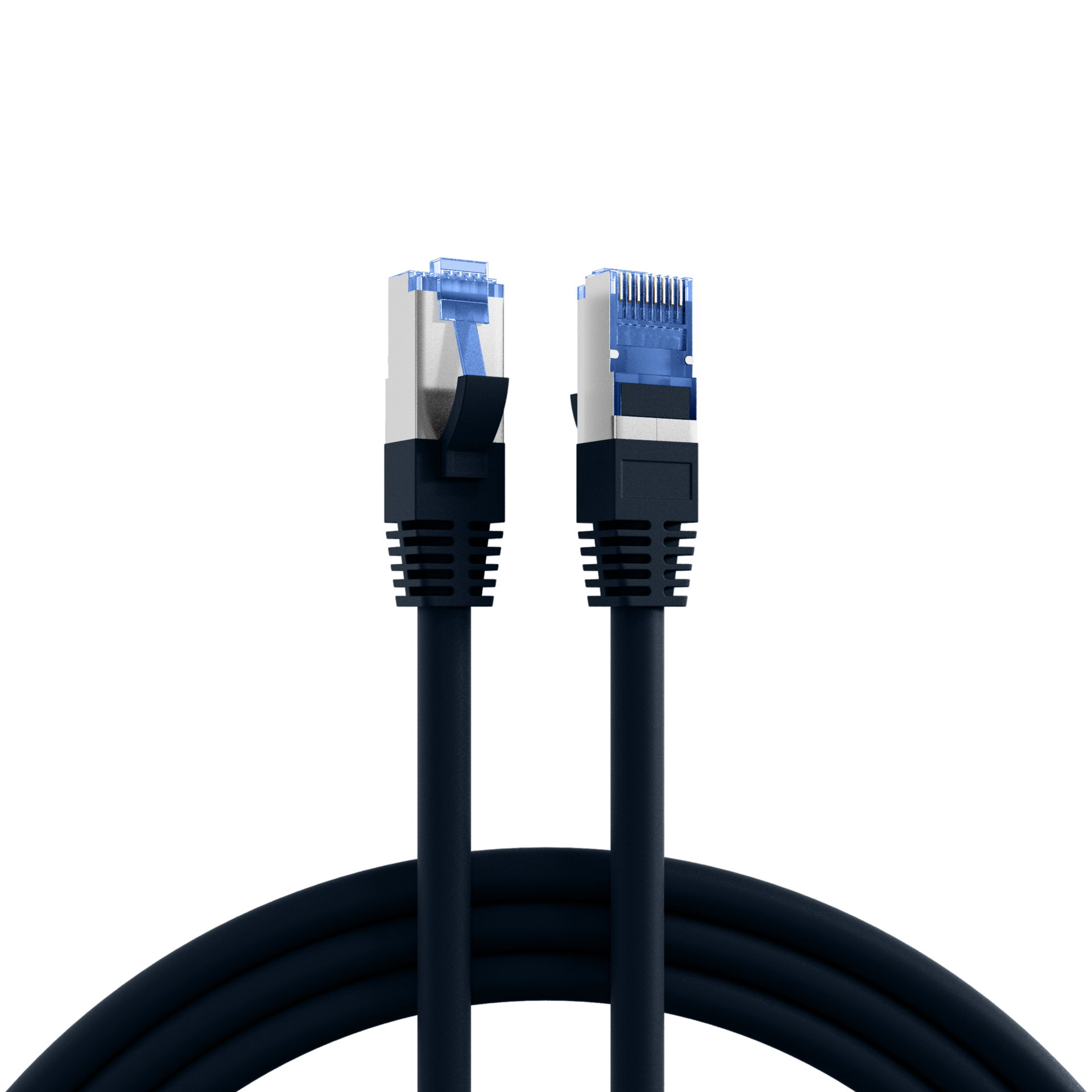 RJ45 Patchkabel Cat.6A S/FTP TPE Cat.7 Rohkabel schwarz 1m