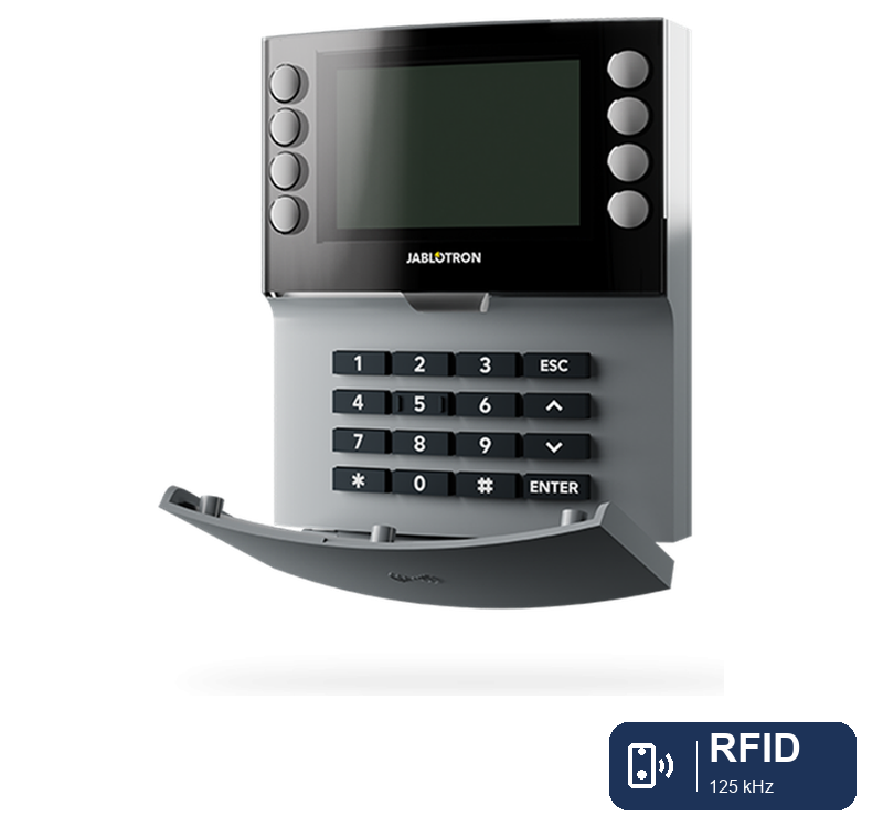 JA-115E-GR Bus-Viersegmenttastatur mit Display und RFID-Leser - grau