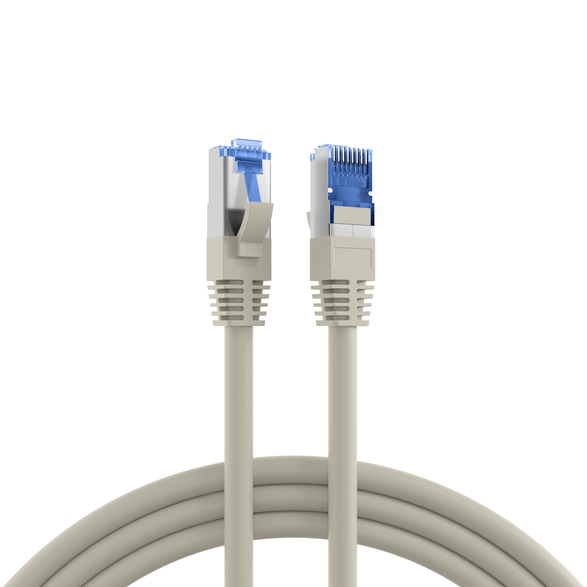 RJ45 Patchkabel Cat.6A S/FTP TPE Cat.7 Rohkabel grau 0,5m